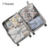7 Pcs/Set Portable Flamingo Travel Bag Zipper Clothes Shoe Sorting Luggage Tote Digital Cosmetic