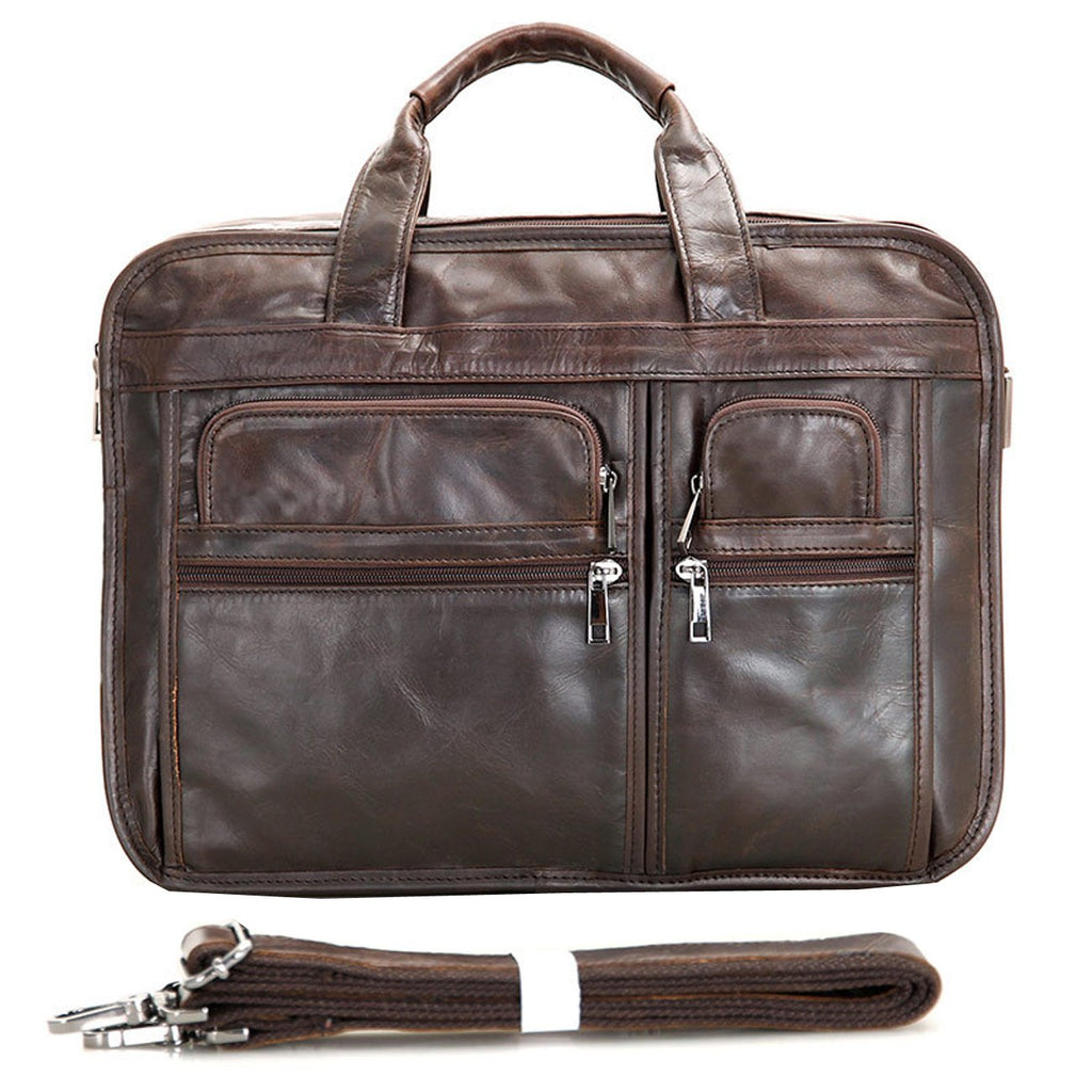 Leather Men Bag,Berchirly Genuine Leather 15inch Expandable Laptop ...