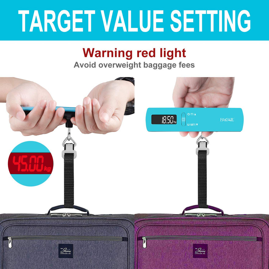 BAGAIL Digital Luggage Scale, 110lbs Hanging Baggage Scale with Backlit LCD  Display, Portable Suitcase Weighing Scale, Travel Luggage Weight Scale
