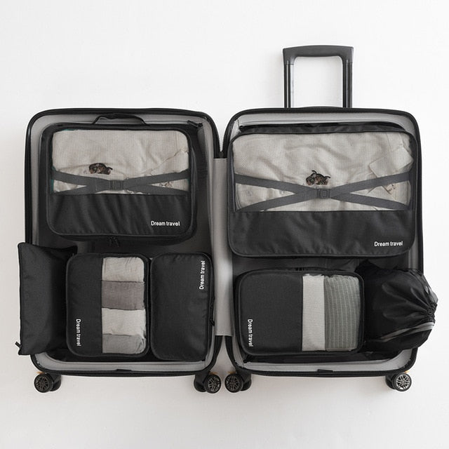 7PCS Packing Cubes Travel Packing Bags Luggage Organizers Mesh