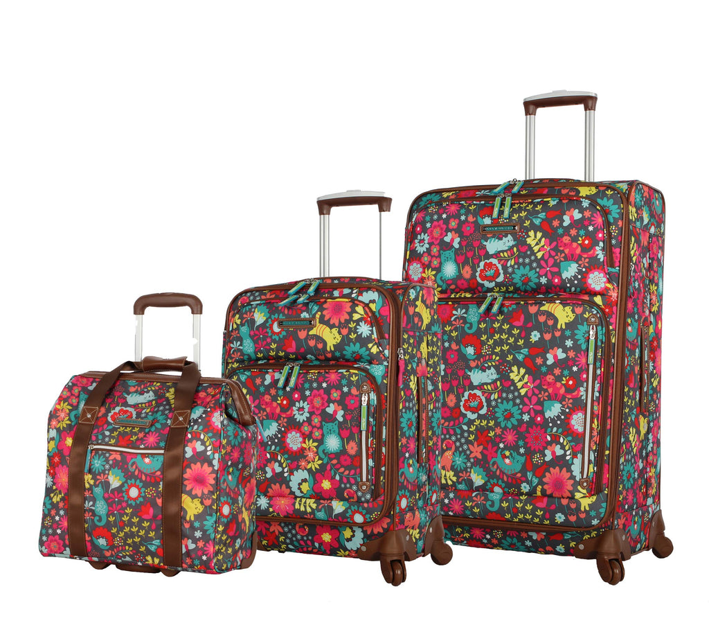 Lily Bloom Luggage 3 Piece Softside Spinner Suitcase Set Collection ...