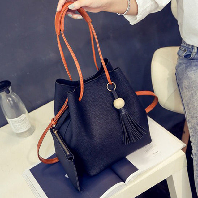 Brand Luxury Handbags Women Bucket Bag Korean Style Solid Tote