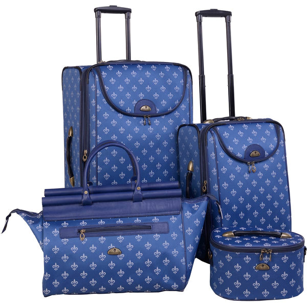 American Flyer Fleur De Lis 4-Piece Luggage Set - Black