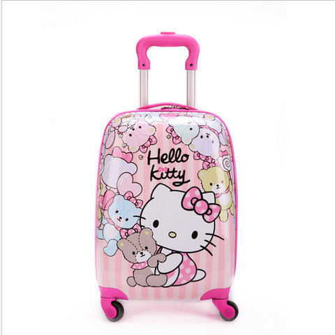 16 Inch Kid'S Lovely Travel Luggage, Children Hello Kitty Trolley Luggage With Universal Wheel,