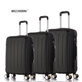 20"24"28" 3Piece Classic Striped Patch Trolley Suitcase/Rolling Spinner Wheels Pull Rod