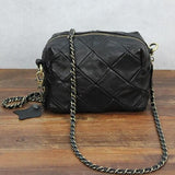 Sheepskin Patchwork Mini Messenger Bag Genuine Leather Chain Shoulder Bag For Women'S Crossbody