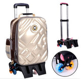 2/6 Wheels Girls Waterproof School Bag Fashion Boy Backpack Trolley Bag Children School Bags Kids