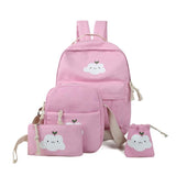 Women Backpack Four-Piece Fitted Rucksack Bags Fashion Clouds Schoolbags Shoulder Bag Shoulder