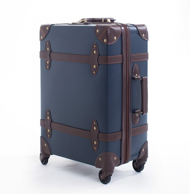 Travel Business Class Leather Trolley Single or Briefcase Sets Rolling  Luggage Spinner Retro Wheel Suitcase Trolleys