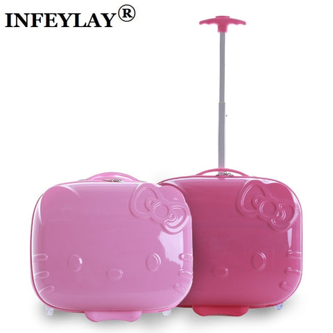 Hot Hello Kitty 17 Inches Abs+Pc Girl Cartoon Pull Rod Box Trolley Case 3D Child Travel Luggage