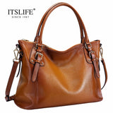 The New Europe Style Women'S Big Retro Bag Lady  Fashion Genuine Leather Handbag  Shoulder