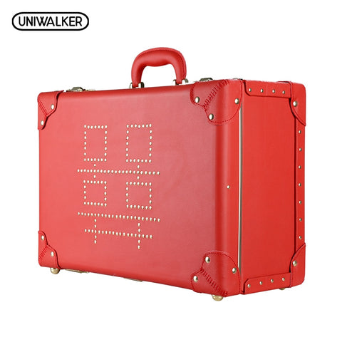 2017 New Fashion Red Cloth Bride Dowry Bag And Suitcase Password Gift Box Tide Wedding Apply To 18"