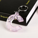 1Pc Keyring 26 English Word English Letter Keychain  Glitter Resin A To Q Handbag Charms For Woman