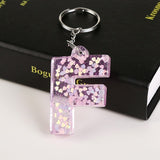 1Pc Keyring 26 English Word English Letter Keychain  Glitter Resin A To Q Handbag Charms For Woman