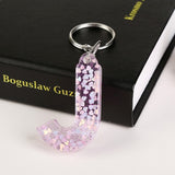 1Pc Keyring 26 English Word English Letter Keychain  Glitter Resin A To Q Handbag Charms For Woman