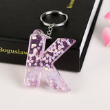 1Pc Keyring 26 English Word English Letter Keychain  Glitter Resin A To Q Handbag Charms For Woman