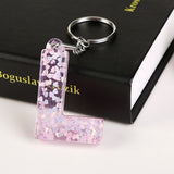 1Pc Keyring 26 English Word English Letter Keychain  Glitter Resin A To Q Handbag Charms For Woman