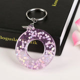 1Pc Keyring 26 English Word English Letter Keychain  Glitter Resin A To Q Handbag Charms For Woman