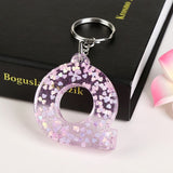 1Pc Keyring 26 English Word English Letter Keychain  Glitter Resin A To Q Handbag Charms For Woman