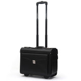 Letrend Genuine Leather Pilot Rolling Luggage Casters Cabin Wheel Suitcases Captain Travel Bag 18