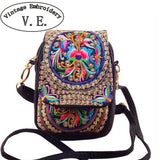 Chinese Vintage Embroidery Bag National Ethnic Embroidered Canvas Cover Shoulder Messenger Bags