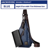 Jackkevin Men'S Fashion Crossbody Bag Theftproof Rotatable Button Open Leather Chest Bags Men