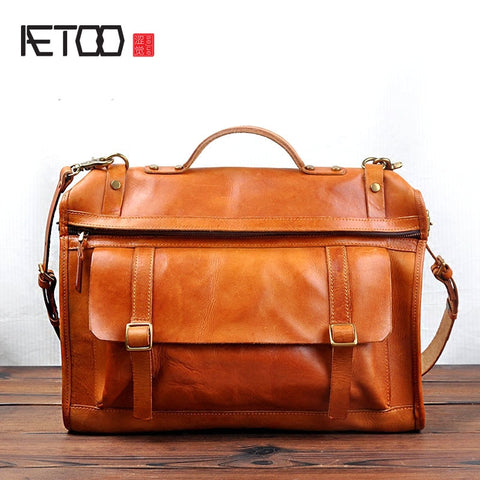 Aetoo New Tide Korean Original Retro Handmade First Layer Cowhide Tannage Male Bag Leather Bag