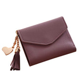 Women Simple Short Wallet Tassel Coin Purse Card Holders Handbag