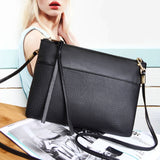 Coofit Women'S Clutch Bag Simple Black Leather Crossbody Bags Enveloped Shaped Small Messenger