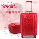 Travel Tale Fashion Red 16/20/22 Inch Pu Durable Rolling Luggage Spinner Brand Travel Suitcase