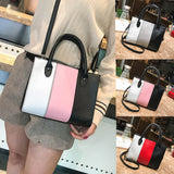 Woman Tote Casual Bags Crossbody Bag Hit Color Leather Handbag Shoulder Bag