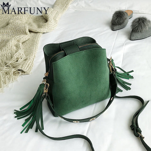 Marfuny Brand Tassel Shoulder Bag Female Vintage Crossbody Bags For Women 2018 Bucket Bag