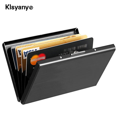 Klsyanyo Black Stainless Steel  Metal Case Box Men Women Business Credit Card Holder Case Cover