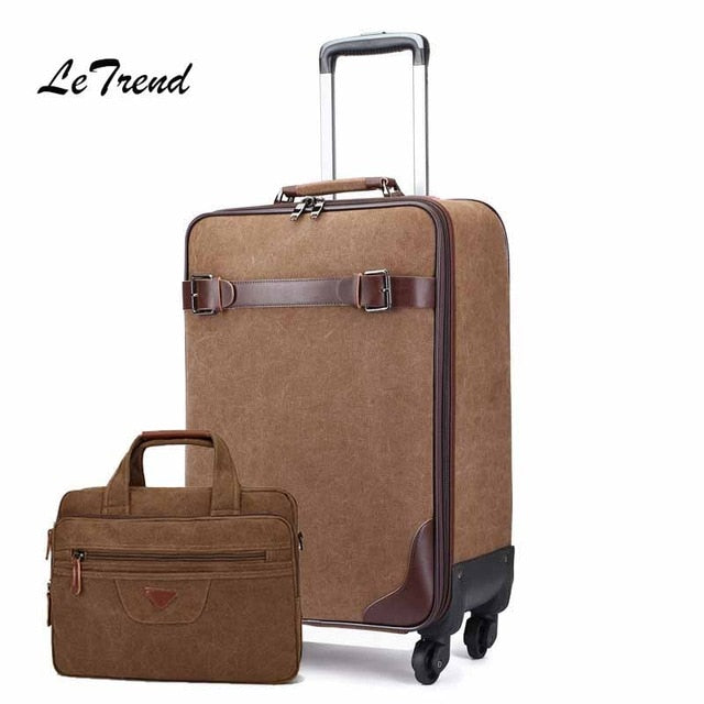 Leathario Leather Luggage Travel Duffle Bag Weekend Overnight Bag Rolling Suitcase