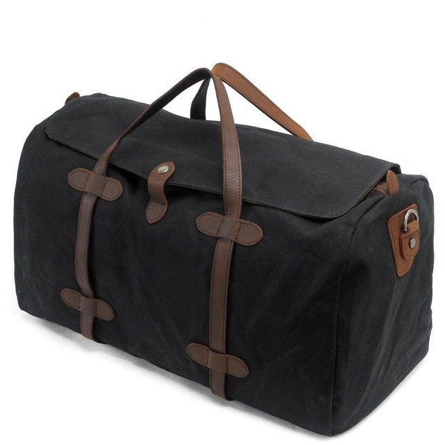 Canvas Leather Men Large Capacity Travel Bag Luggage Duffle