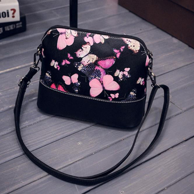 Women Printing Shoulder Bag Leather Purse Satchel Messenger Bag