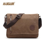 Augur 2018 Canvas Leather Crossbody Bag Men Military Army Vintage Messenger Bags Shoulder Bag