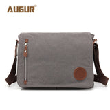 Augur 2018 Canvas Leather Crossbody Bag Men Military Army Vintage Messenger Bags Shoulder Bag