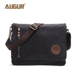 Augur 2018 Canvas Leather Crossbody Bag Men Military Army Vintage Messenger Bags Shoulder Bag