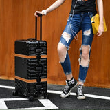 20 Inch Abs Pc Hardside Boarding Luggage Box On Universal Wheels,Retro Aluminum Alloy Frame