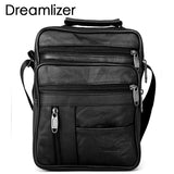 Dreamlizer Real Cowhide Leather Men Handbags Black Male Messenger Bags Men'S Small Strap Adjustable