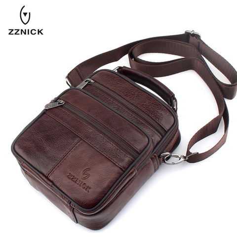 Zznick 2018 Genuine Cowhide Leather Shoulder Bag Small Messenger Bags Men Travel Crossbody Bag