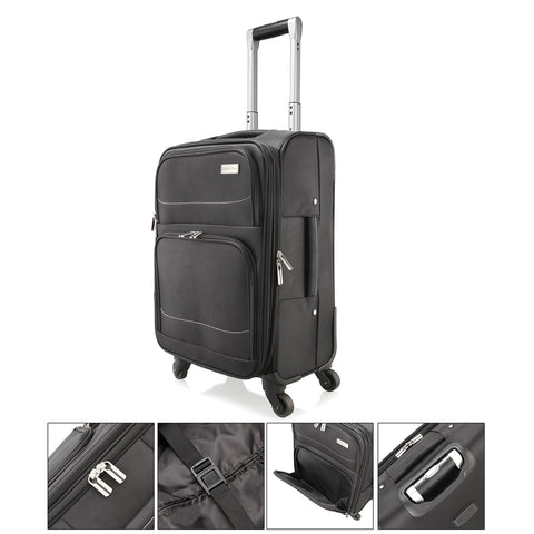 From De 20" Oxford Black Rolling Luggage Spinner Suitcase On Wheels Travel Business Trolley Busy