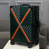 Retro Travel Trolley Luggage With X Belt Aluminum Frame Alloy Business Rolling Luggage Airplane