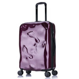 Vintage Rolling Luggage Suitcase Bag,Pc Travel Trolley Case With Footprints,Fashion Wheel