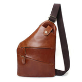 Men Genuine Leather Sling Casual Bag Messenger Anti Theft Oblique Cross Chest Bag Pack Single