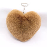 10Cm Fluffy Fur Pompom Keychain Soft Lovely Heart Shape Pompon Faux Bunny Rabbit Fur Pom Poms