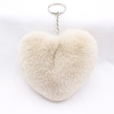 10Cm Fluffy Fur Pompom Keychain Soft Lovely Heart Shape Pompon Faux Bunny Rabbit Fur Pom Poms