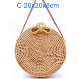 2018 Round Straw Bags Women Summer Rattan Bag Handmade Woven Beach Cross Body Bag Circle Bohemia