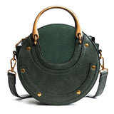 Ljl Circular Scrub Pu Leather Women Bags Retro Handbag Small Round Women Shoulder Mini Bag